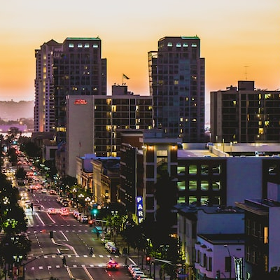 Photo of downtown San Diego at sunset